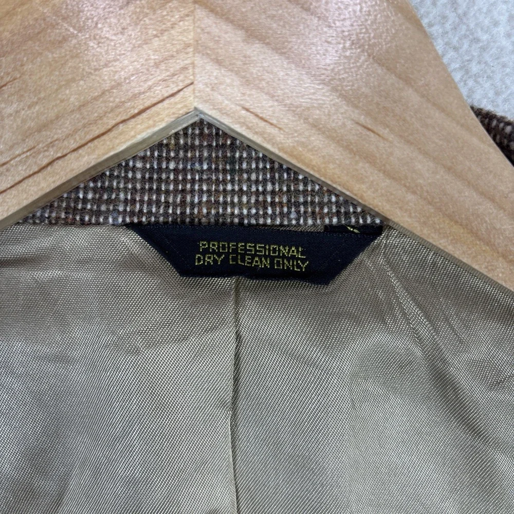 Asher‎ USA Made Sport Coat Mens 42R Brown Textured Tweed Leather Buttons